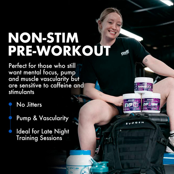 Evogen EVP 3D - Stim Free Pre Workout Powder for Men & Women | Sugar Free Non Stim Preworkout with Beta Alanine and Creatine for Energy & Pump | Juicy Grape | 40 Servings