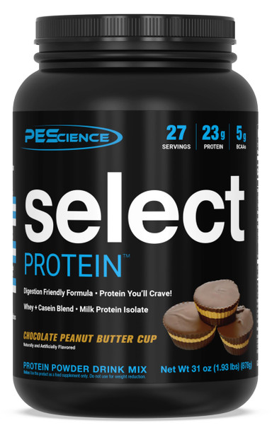 PEScience Select Protein Powder, Whey and Casein Blend, Lean Protein Powder for Women and Men, Low Calorie, Low Carb, Keto Friendly, Gluten Free, Chocolate Peanut Butter Cup - 27 Servings