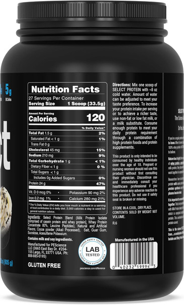 PEScience Select Protein Powder, Whey and Casein Blend, Lean Protein Powder for Women and Men, Low Calorie, Low Carb, Keto Friendly, Gluten Free, Frosted Chocolate Cupcake - 27 Servings