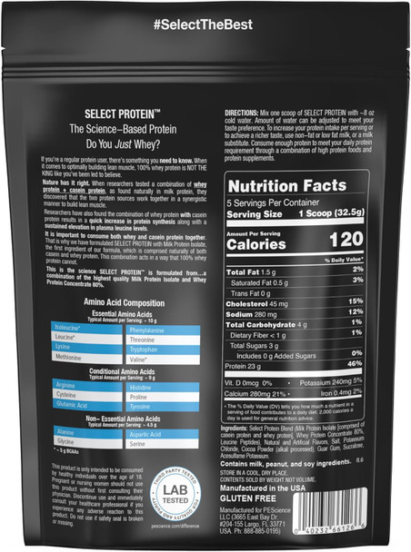 PEScience Select Protein Powder, Whey and Casein Blend, Lean Protein Powder for Women and Men, Low Calorie, Low Carb, Keto Friendly, Gluten Free, Chocolate Peanut Butter Cup - 5 Servings