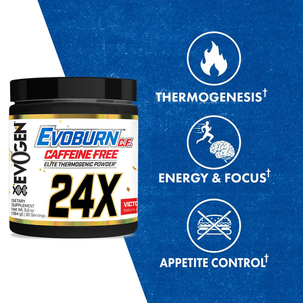Evogen Evoburn Caffeine Free- Thermogenic Fat Burner for Men & Women | Energy & Focus | Advanced Metabolism Booster Fat Burner Formula with MitoBurn & Caffeine | Victory Punch | 30 Servings