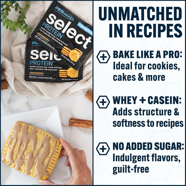 PEScience Select Protein Powder, Whey and Casein Blend, Lean Protein Powder for Women and Men, Low Calorie, Low Carb, Keto Friendly, Gluten Free, Snickerdoodle - 5 Servings