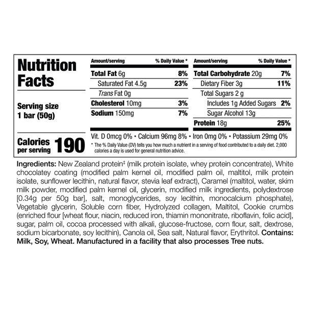 PERFECT SPORTS Diesel New Zealand Whey Protein Bars | Stevia Sweetened No Artificial Flavors | Low Sugar 18g Protein | 12 Pack Cookies n' Cream
