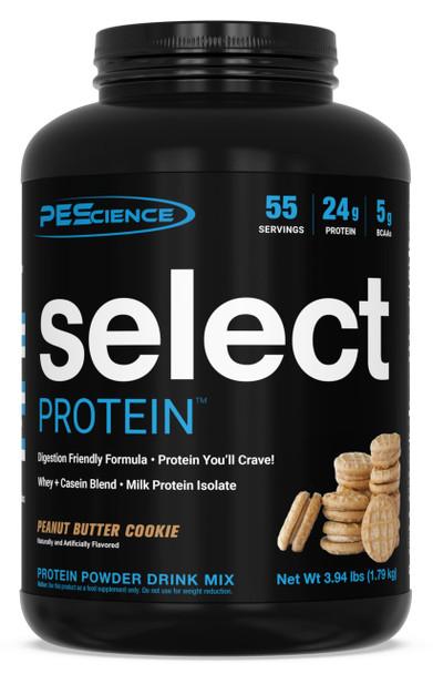 PEScience Select Protein Powder, Whey and Casein Blend, Lean Protein Powder for Women and Men, Low Calorie, Low Carb, Keto Friendly, Gluten Free, Peanut Butter Cookie - 55 Servings