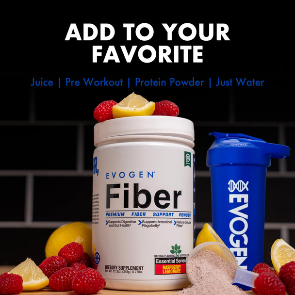 Evogen Fiber - Premium Fiber Powder Supplement | No Bloat Constipation & Gut Health Support | Natural Raspberry Lemonade| 30 Servings
