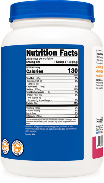 Nutricost Whey Protein Isolate (Strawberry Acai 2 Pounds)
