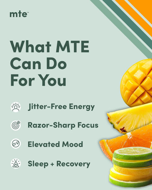 MTE Healthy Energy Drink Powder Packets Variety Pack | Caffeine Free & Sugar Free Energy | Boosted Focus and Productivity | 6 Drink Pouches | Paraxanthine Nootropic Supplement