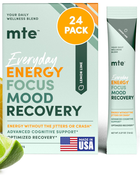 MTE Caffeine-Free Energy Drink Powder with Paraxanthine – Clean Energy for Focus, Mood & Productivity | 24 Energy Drink Packets ( Lemon Lime )