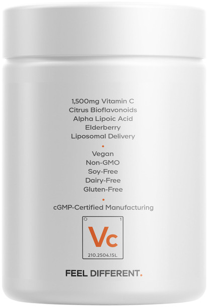 Codeage Liposomal Vitamin C Vitamins with Zinc Elderberry Citrus Bioflavonoids Ascorbic Acid Quercetin & Rose Hips Fruit Vitamina C Liposomal Supplement Pills - Non-GMO Vegan - 90 Capsules