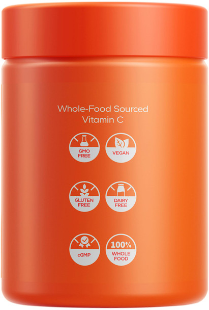 Codeage Whole Food Vitamin C Supplement - Acerola Cherry Camu Camu Amla Berry & Rose HIPS Blend - Citrus Bioflavonoids - Instantfood Energy Vitamins - 500mg Vitamin C Pills - Non-GMO - 60 Capsules