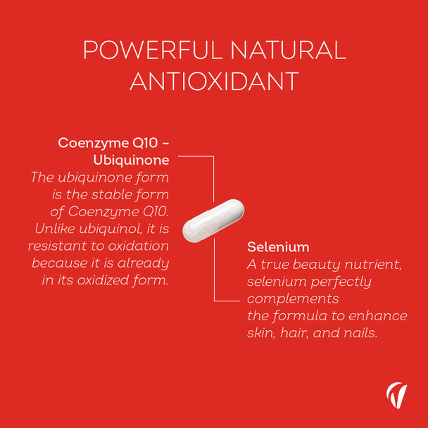 Coenzyme Q10 200mg High Strength – Natural Antioxidant & Anti-Ageing Supplement with Selenium – Ubiquinone for Energy & Skin Health – 60 Vegan Capsules – Vitavea