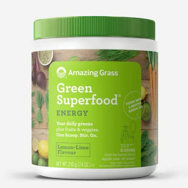 Amazing Grass Energy Green Superfood Lemon Lime Flavor, 7.4-Ounce Tub