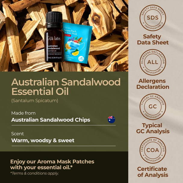 Gya Labs Australian Sandalwood Essential Oil - 0.34 Fl Oz - for Hair Skin Diffuser Aromatherapy & DIY Candle Making Scent