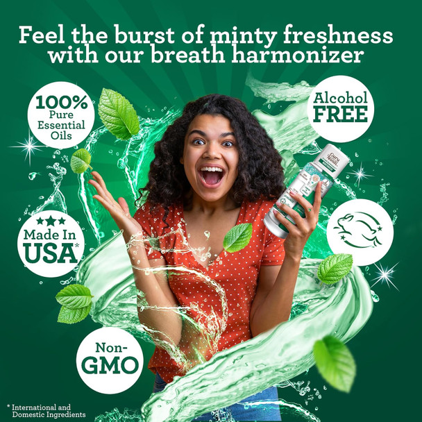 GuruNanda Dual Barrel Breath Harmonizer Mouthwash - Freshens Breath - Alcohol & Fluoride Free with Sodium Chlorite & Essential Oils - Wild Mint Flavor, 20 Fl Oz