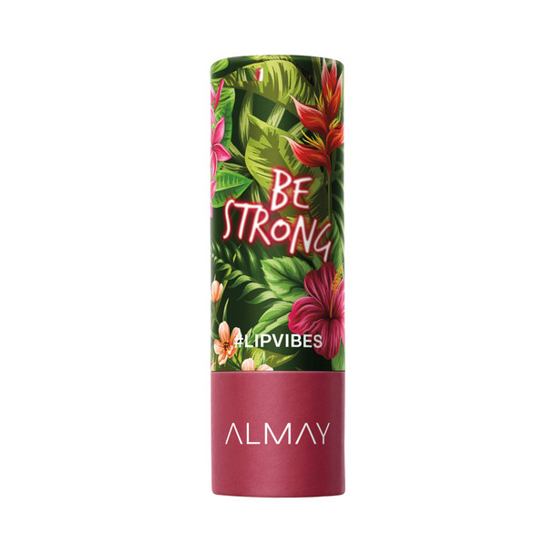 Almay Lip Vibes Lipstick with Vitamin E Oil and  Shea Butter Matte Finish Hypoallergenic Be Strong, 0.14 Oz