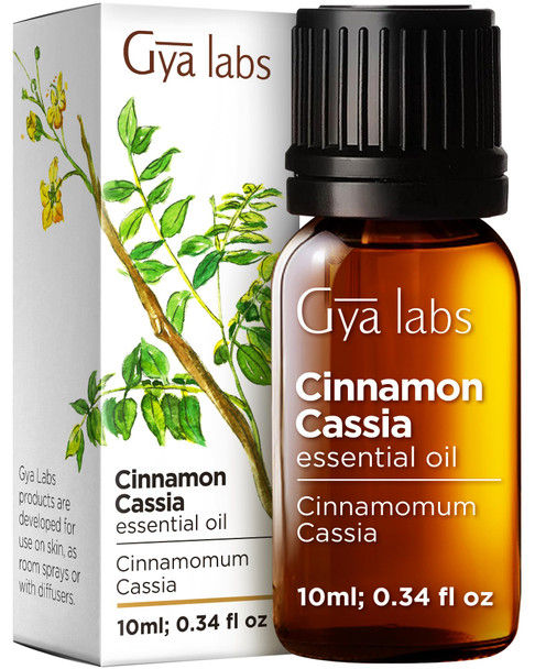 Gya Labs Cinnamon Cassia Essential Oil - 0.34 Fl Oz - for Hair Skin Diffuser Aromatherapy & DIY Candle Making Scent