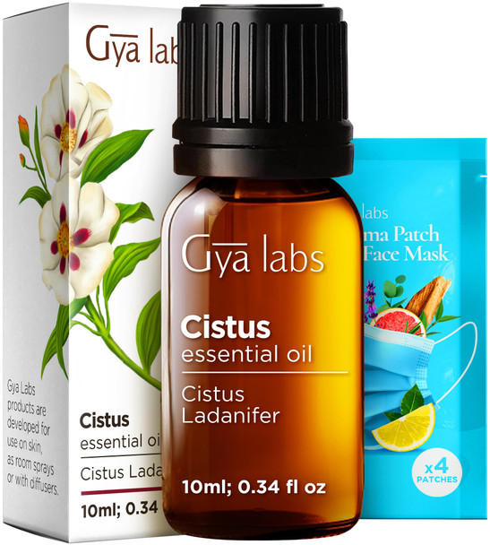 Gya Labs Cistus Essential Oil - 0.34 Fl Oz - for Hair Skin Diffuser Aromatherapy & DIY Candle Making Scent