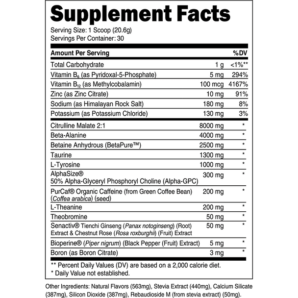 Transparent labs Bulk Pre-Workout - White Cherry - 30 Servings
