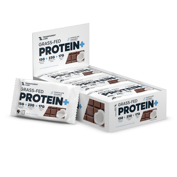 Transparent Labs Grass-Fed Protein+ Bars - Chocolate Coconut- Box Of 12