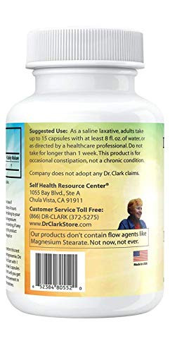Dr. Clark Store Magnesium Sulfate (Epsom Salt) Capsules for Occasional Constipation Relief and Muscle Support, 1030 mg, 100 Pure Vegetarian Tapioca Capsules