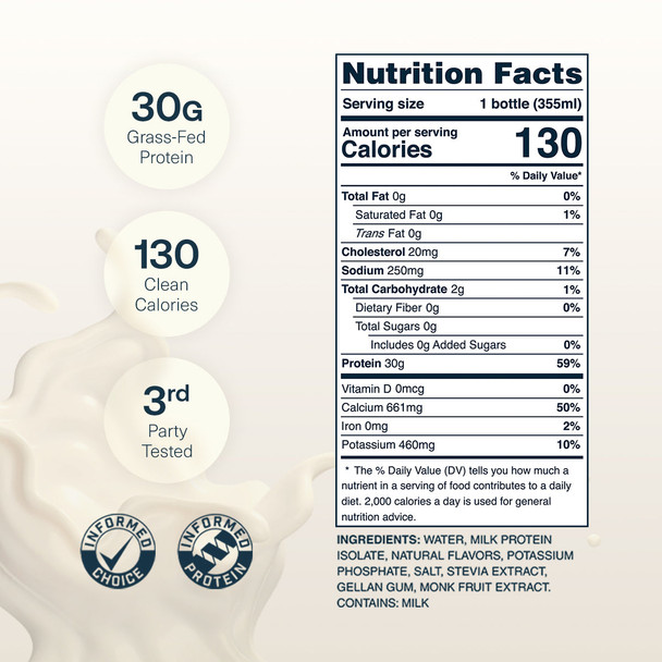 Transparent Labs Grass-Fed Protein Shake - Vanilla - 12 Pack