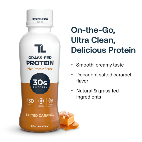 Transparent Labs Grass-Fed Protein Shake - Salted Caramel- 12 Pack