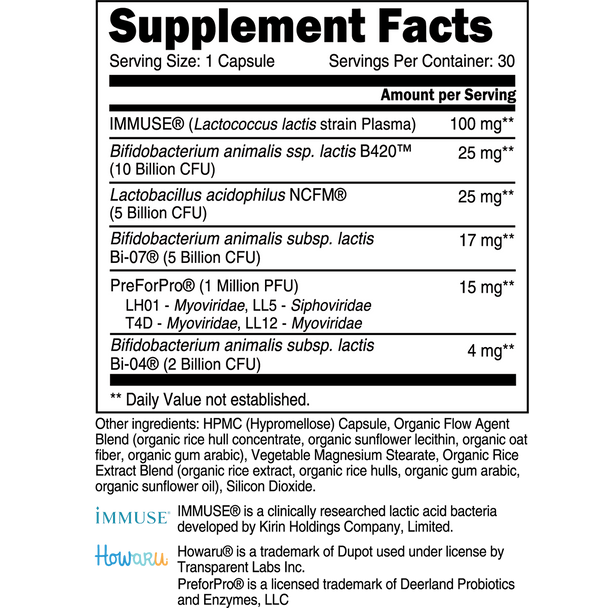 Transparent Labs Synbiotic 3-in-1 for Gut & Immune Health 30 Capsules