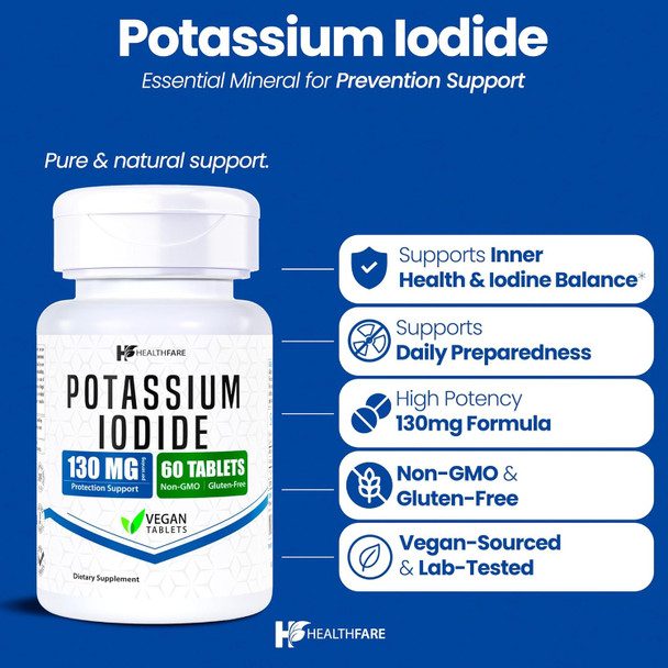 HealthFare Potassium Iodide Tablets | 130 mg 60 Tablets