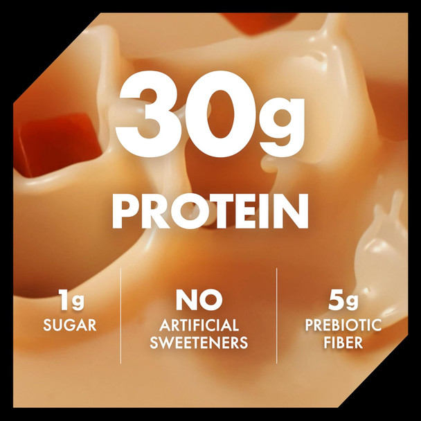 Oikos Protein Shake, Salted Caramel, 30g High Protein Drinks, Shelf Stable, Ready to Drink, 5g Prebiotic Fiber, 12 fl oz Bottle, 4 Count​