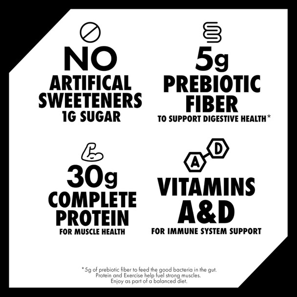 Oikos Protein Shake, Vanilla, 30g High Protein Drinks, Shelf Stable, Ready to Drink, 5g Prebiotic Fiber, 12 fl oz Bottle, 12 Count​