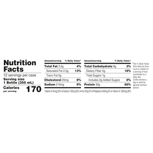 Oikos Protein Shake, Vanilla, 30g High Protein Drinks, Shelf Stable, Ready to Drink, 5g Prebiotic Fiber, 12 fl oz Bottle (Pack of 24)