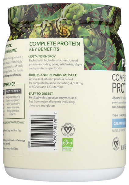 PlantFusion Complete Vegan Protein Powder - Plant Based Protein Powder With BCAAs Digestive Enzymes and Pea Protein - Keto Gluten Free Soy Free Non-Dairy No Sugar Non-GMO - Vanilla Bean 1 lb