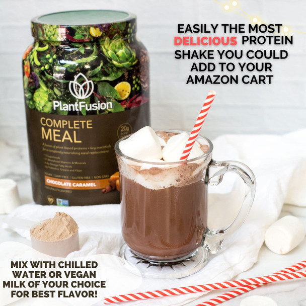 PlantFusion Complete Meal Replacement Shake - Plant Based Protein Powder with Superfoods Greens & Probiotics - Vegan Gluten Free Soy Free Non-Dairy No Sugar Non-GMO - Vanilla 1 lb