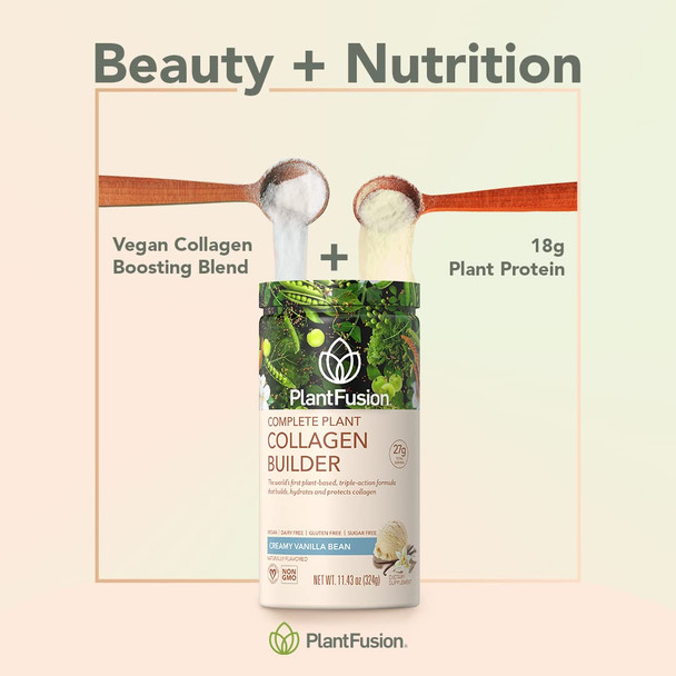 PlantFusion Vegan Collagen Powder - Plant Based Collagen Protein Powder For Muscle & Joints Hair Skin & Nails - Keto Gluten Free Soy Free Non-Dairy No Sugar Non-GMO - Chocolate 11.43 oz