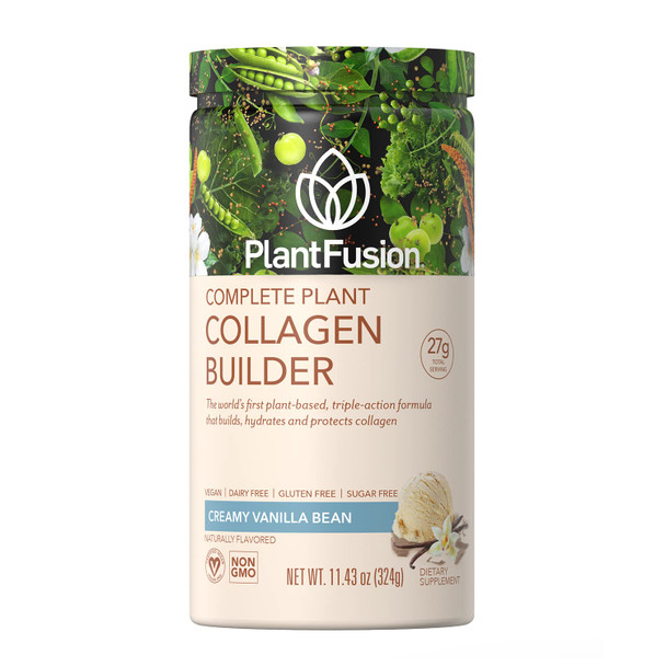 PlantFusion Vegan Collagen Powder - Plant Based Collagen Protein Powder for Muscle & Joints Hair Skin & Nails - Keto Gluten Free Soy Free Non-Dairy No Sugar Non-GMO - Vanilla 11.43 oz