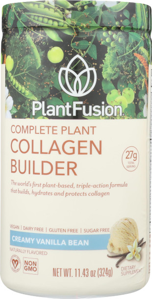 PlantFusion Vegan Collagen Powder - Plant Based Collagen Protein Powder for Muscle & Joints Hair Skin & Nails - Keto Gluten Free Soy Free Non-Dairy No Sugar Non-GMO - Vanilla 11.43 oz