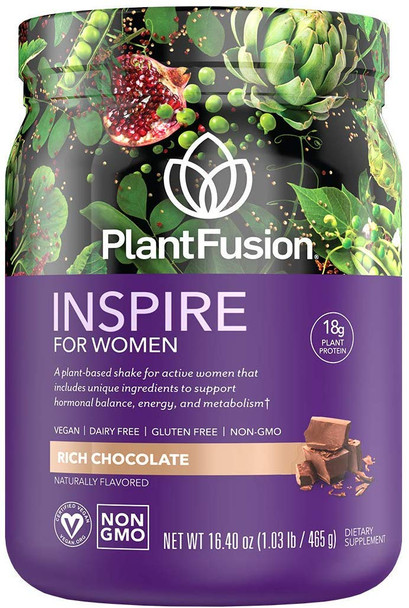 PlantFusion Inspire Plant Protein Powder for Women - Low Carb Protein Powder for Lean Muscle Support - Keto Gluten Free Soy Free Non-Dairy No Sugar Non-GMO - Rich Chocolate 1 lb