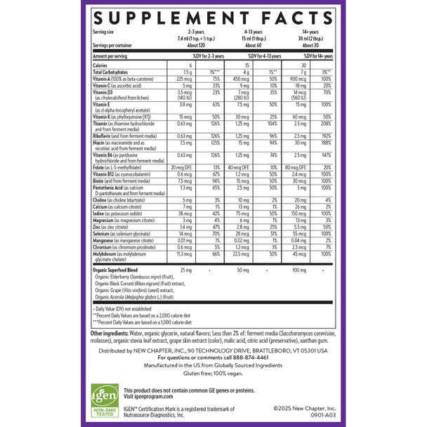 New Chapter Liquid Multivitamin + Mineral Supplement for Whole-Body Benefits 100% Delicious Multivitamin for Adults Teens & Kids 2+ Ready to Absorb Faster Mixed Berry Flavored 30 oz