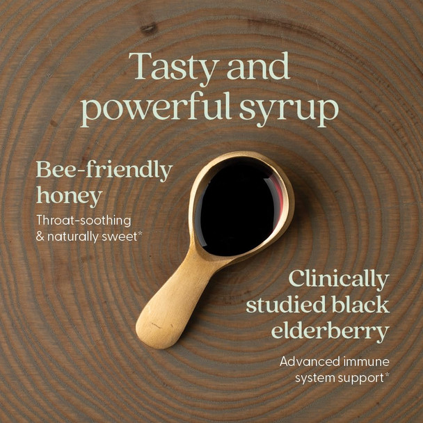 New Chapter Elderberry Syrup 24 Servings Immune Defense for Adults & Kids (2+) 64x Concentrated Black Elderberry + Throat-Soothing Grade A Honey Non-GMO Project Verified Gluten Free