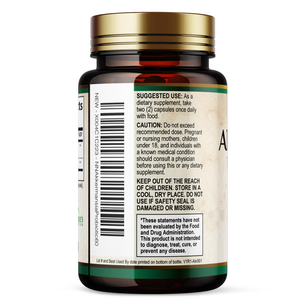 Nature's Nutrition Akkermansia Probiotic Akkermansia 2 Billion AFU Per Serving - Advanced Probiotics Akkermansia Muciniphila Supplement  Digestive Health and GLP 1 Support and Prebiotics  Bottled in USA  60 Capsules