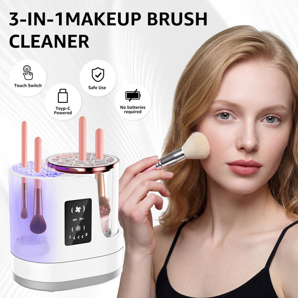 BIKTIC 3-in-1 Electric Makeup Brush Cleaner & Dryer, Automatic Brush Cleaner Machine with Deep Cleaning and  Adjustable Drying USB Powered for All Size Makeup Brushes Blush Brushes and  Sponges
