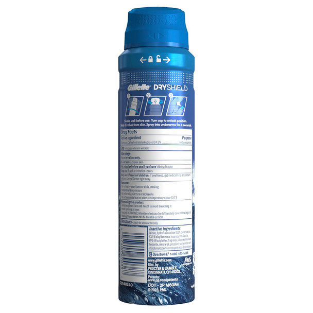 Gillette Dry Spray Antiperspirant and Deodorant for Men 24/7 Sweat  and  Odor Protection Anti White Mark Technology, Cool Wave Scent 4.3 oz (Pack of 3)
