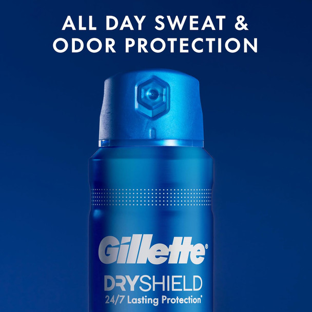 Gillette Dry Spray Antiperspirant and Deodorant for Men 24/7 Sweat  and  Odor Protection Anti White Mark Technology, Cool Wave Scent 4.3 oz (Pack of 3)