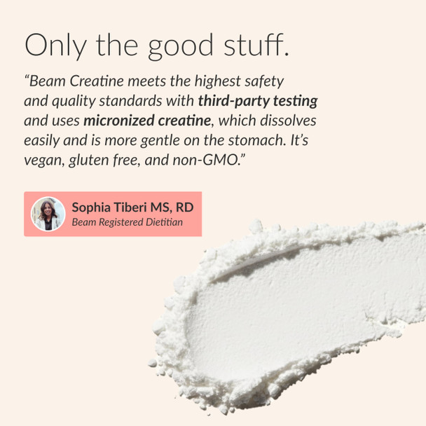 Beam Creatine Monohydrate Powder – 5g Micronized Creatine Monohydrate Flavored Creatine for Women & Men Muscle Strength Growth & Cognitive Support Raspberry Lemon Flavor 30 Servings