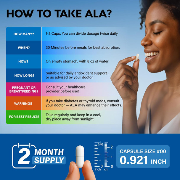 NUTRAHARMONY Alpha Lipoic Acid 600mg - ALA Supplement Antioxidant for Nerve, Energy & Metabolism Support - Extra Strength with Benfotiamine, B1 & B12 - Lab Tested, NON-GMO & Vegan - 120 Capsules, 2 Month Supply
