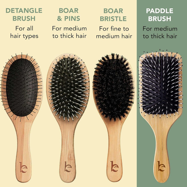 Beauty by Earth Boar Bristle Paddle Hair Brush - Smoothing Wood Brush for Thick, Curly & Wavy Hair, Detangling Natural Bristles for Women, Stimulates Scalp ( Paddle Brush )