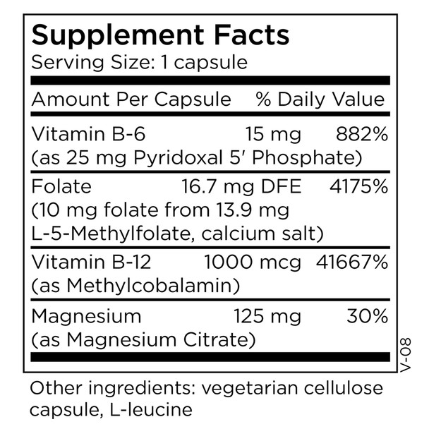 MethylPro Cofactors + L-Methylfolate 10 mg - Supports a Healthy Mindset - Vitamins B6 B12 & Magnesium - Active Folate for Methylation Support & Biochemical Reactions - 30 Servings - 30 Capsules