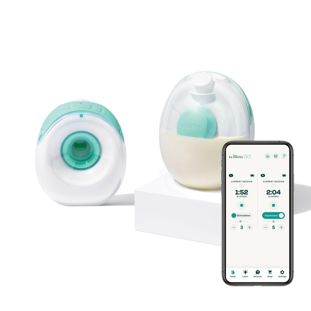 Willow Go - Hands Free Breast Pump - Wearable Breastfeeding Pump - Portable, Electric, Cordless, & 9 Levels of Hospital Grade Suction Strength - Postpartum Essentials - Double Breast Pump