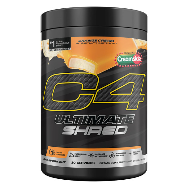 Cellucor C4 Ultimate Shred Pre Workout Powder Metabolism Supplement with Cayenne Extract+300mg Caffeine+TeaCrine+Dynamine - Orange Creamsicle 20 Servings