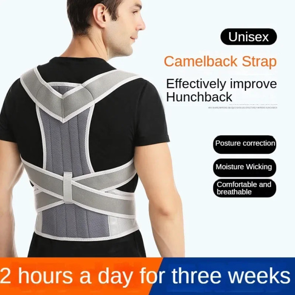 OIMG Adjustable Scoliosis Posture Corrector Corset Back Brace Lumbar Support Straight Corrector De Espalda Belt Corrector De Postura - Gray - size:L